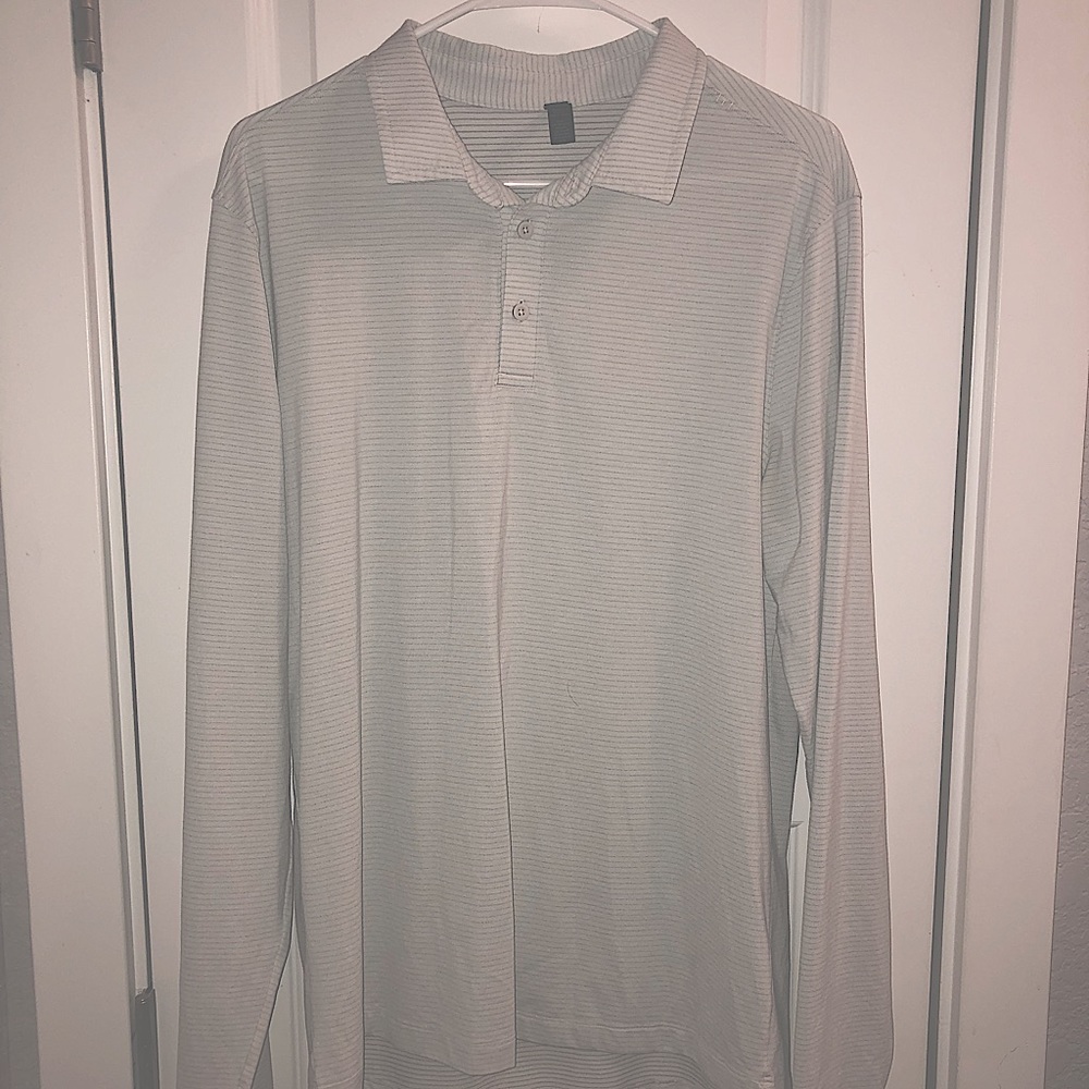 Lululemon Mens striped long sleeve polo size large